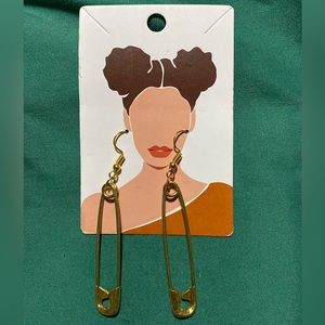 Gold Safety Pin Earrings
